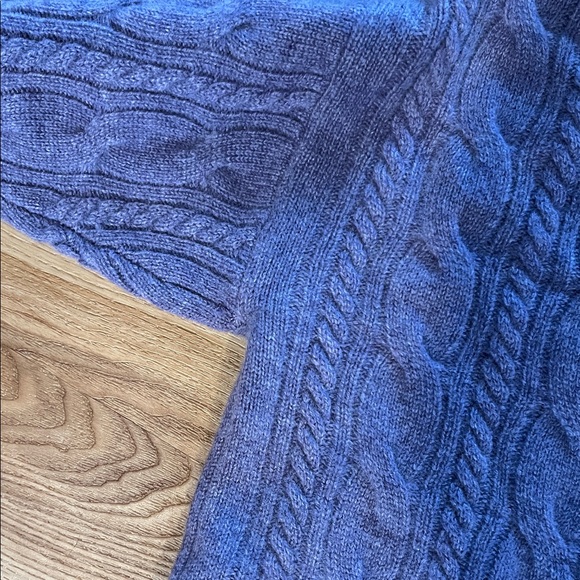 Garnet Hill Cashmere Cable Knit Cardigan Sweater Boyfriend Button Purple - Picture 9 of 9